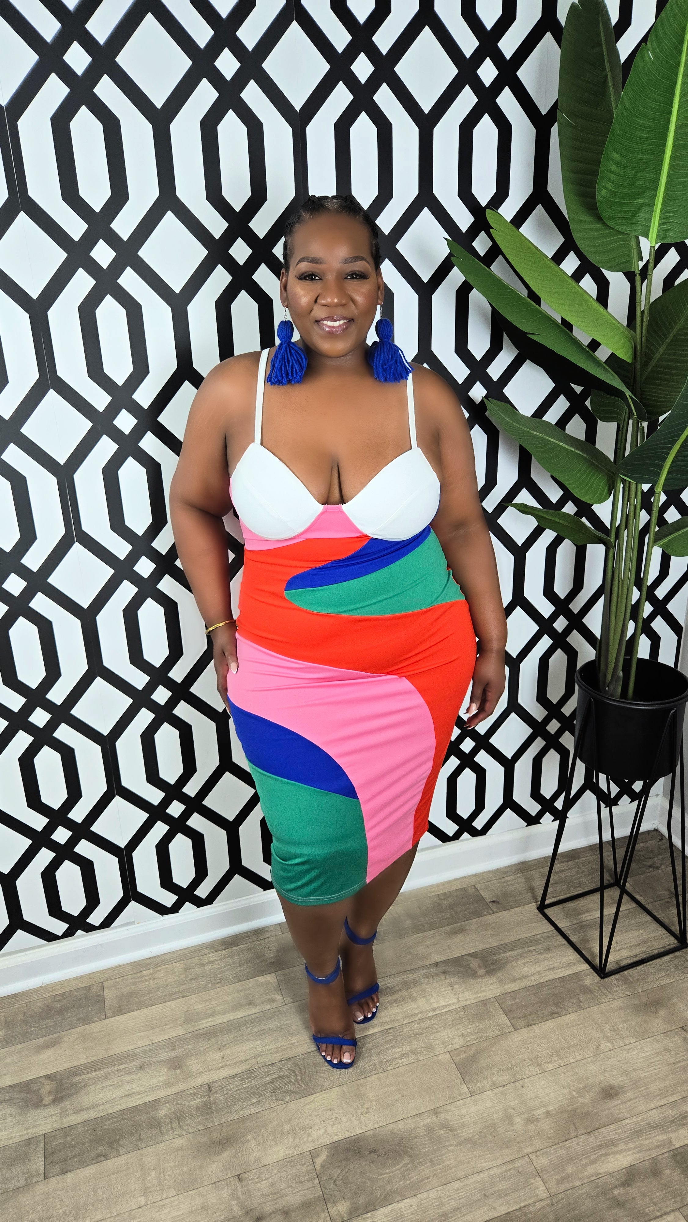 Color Block Bodycon Dress First Klass Curves Boutique