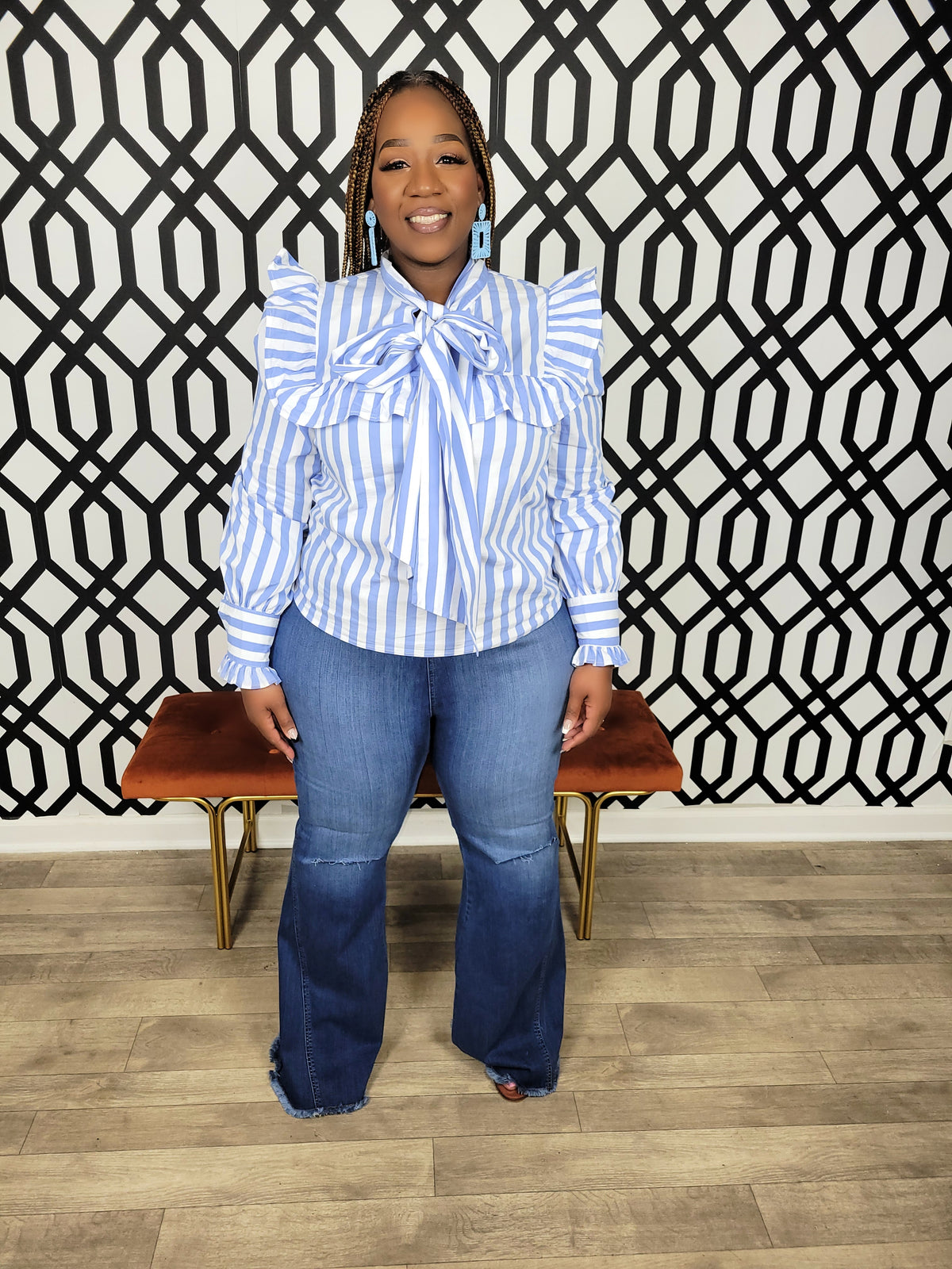 Stripes and Bow Blouse