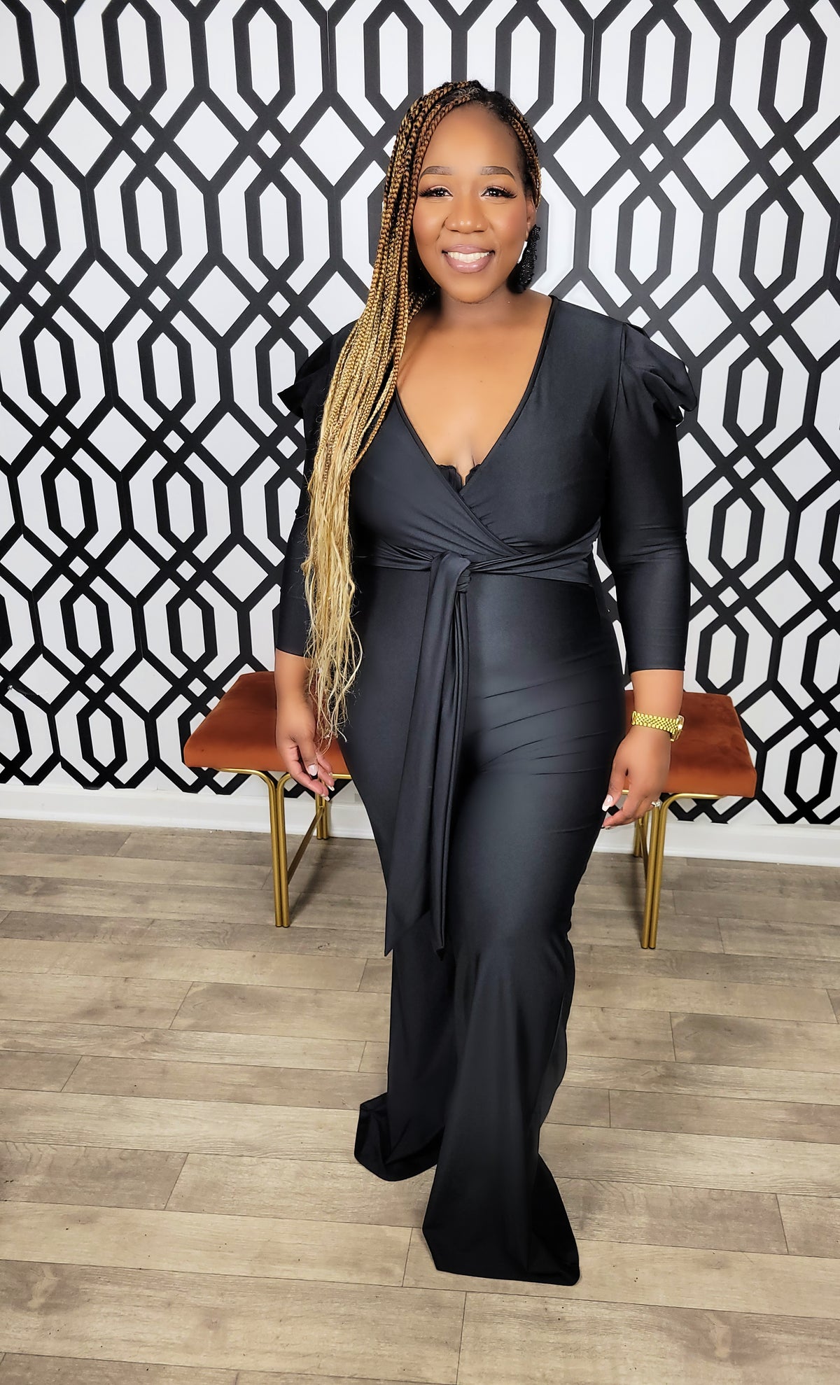 Puff Sleeve Flare Leg Jumpsuit